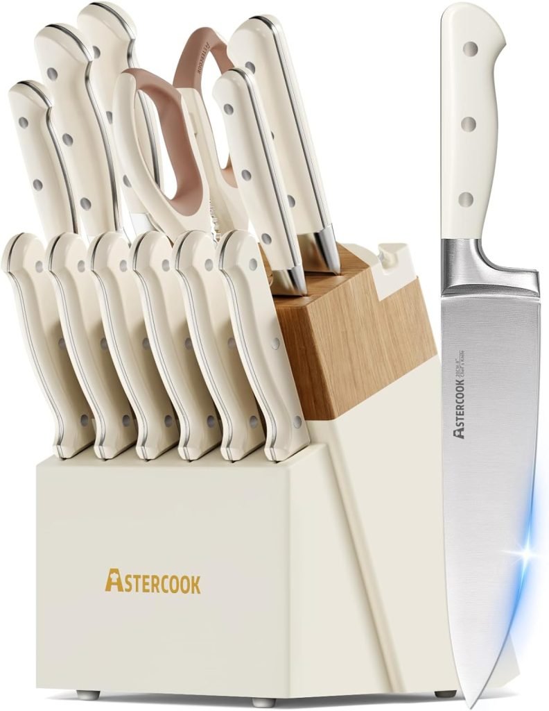 Knife Set,Astercook Kitchen Knife Set with Block 14-Piece