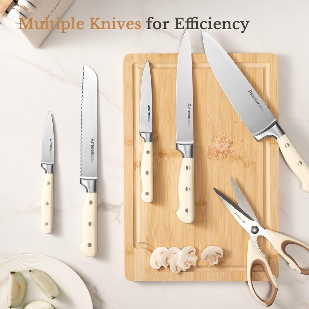 Knife Set,Astercook Kitchen Knife Set with Block 14-Piece