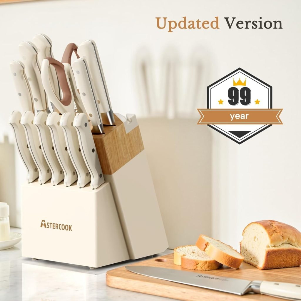 Knife Set,Astercook Kitchen Knife Set with Block 14-Piece
