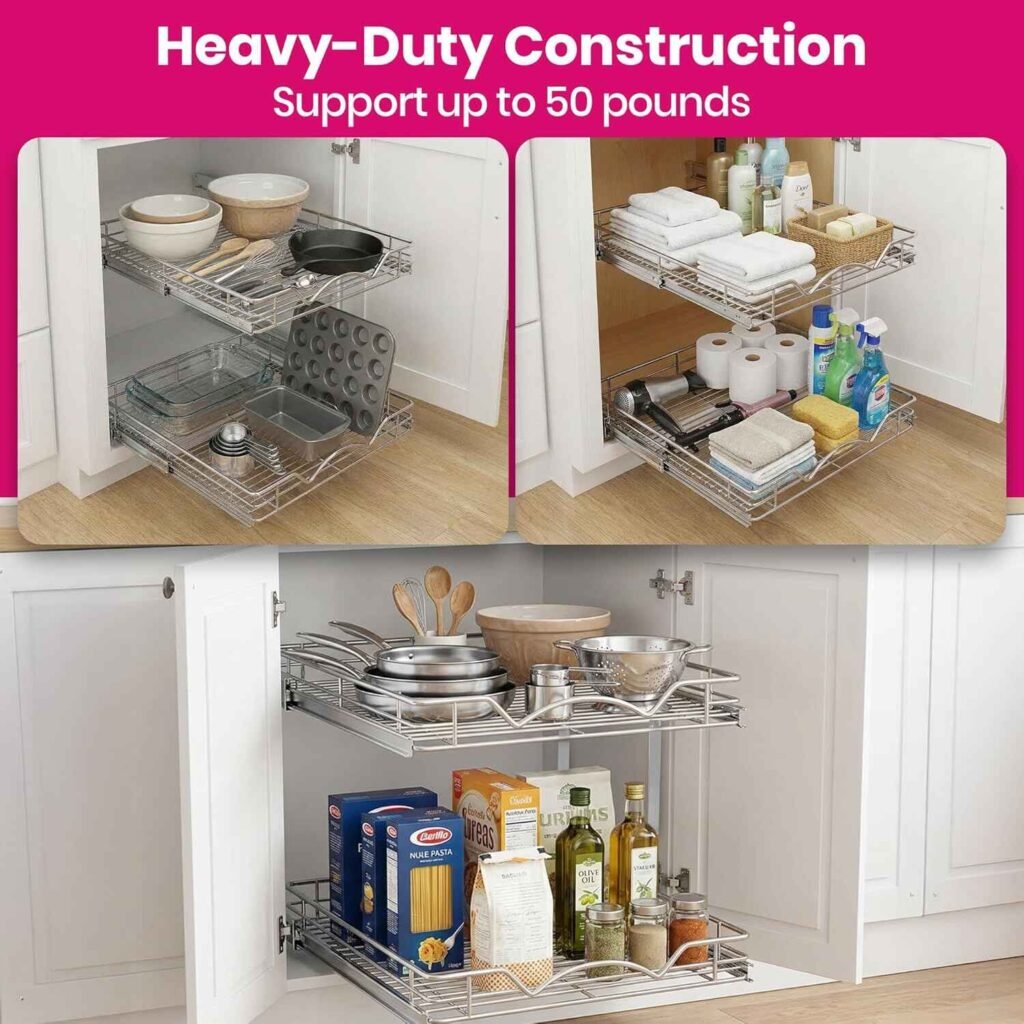 HOLDN’ STORAGE Two Tier Pull Out Cabinet Organizer