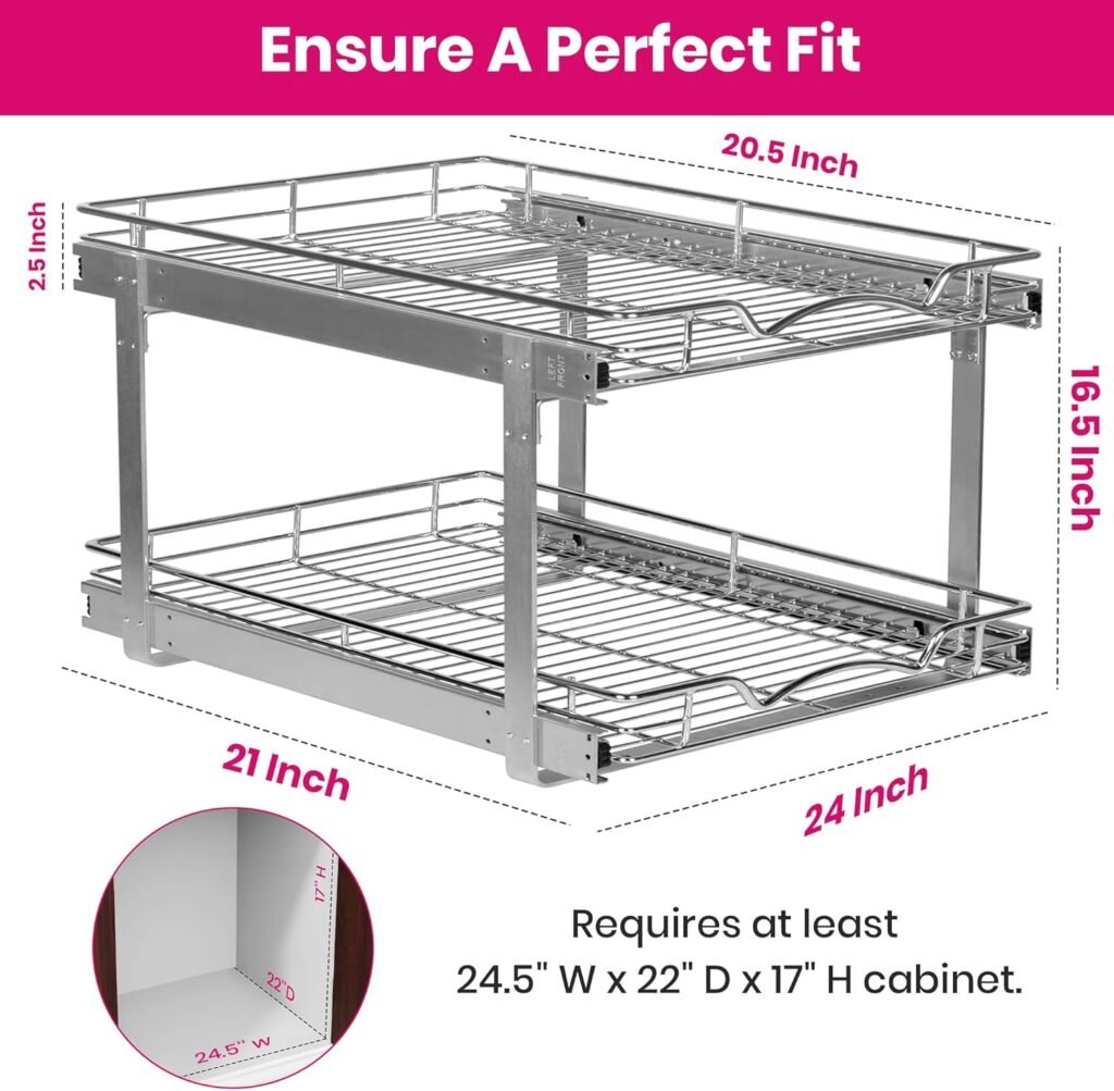 HOLDN’ STORAGE Two Tier Pull Out Cabinet Organizer