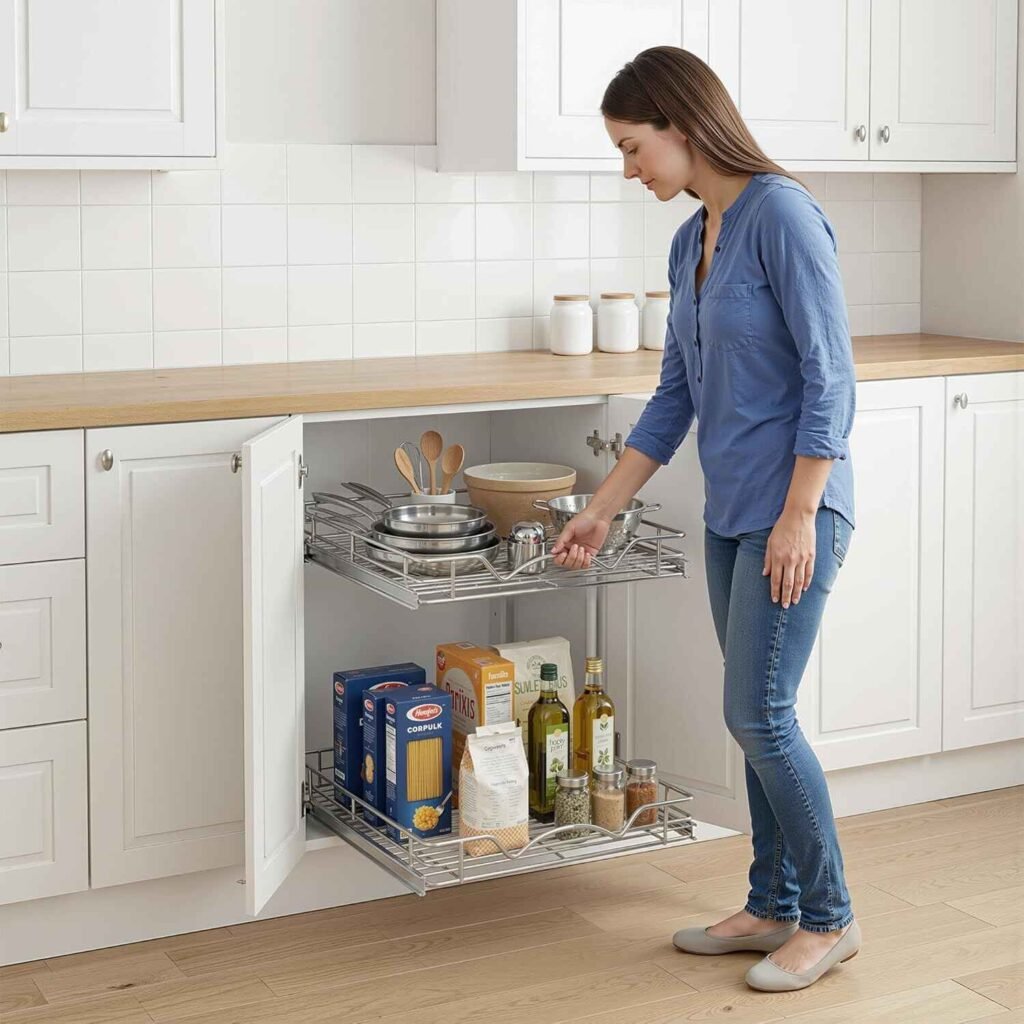 HOLDN’ STORAGE Two Tier Pull Out Cabinet Organizer