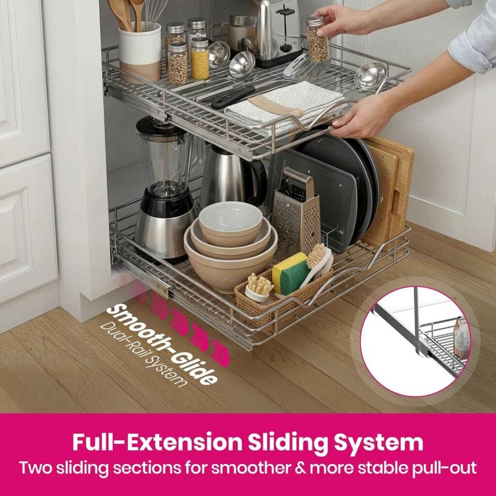 HOLDN’ STORAGE Two Tier Pull Out Cabinet Organizer